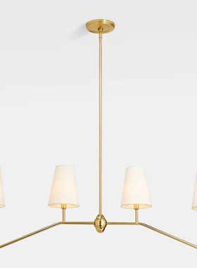 美式乡村轻奢大气复式客厅吊复古中古侘寂茶室一字长条餐厅吊灯