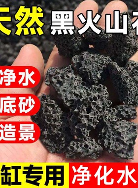 黑色火山石50斤颗粒鱼缸造景底砂过滤滤材铺面石大块原石火山岩