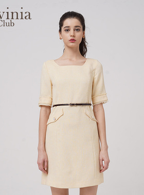 Lavinia Club拉维妮娅春夏季新品修身亮色黄色连衣裙R201LQ22