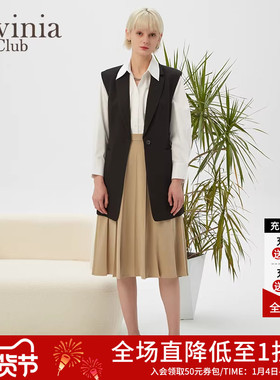 Lavinia春秋商场同款质感一粒扣黑色气质通勤百搭西装马甲B31M03P