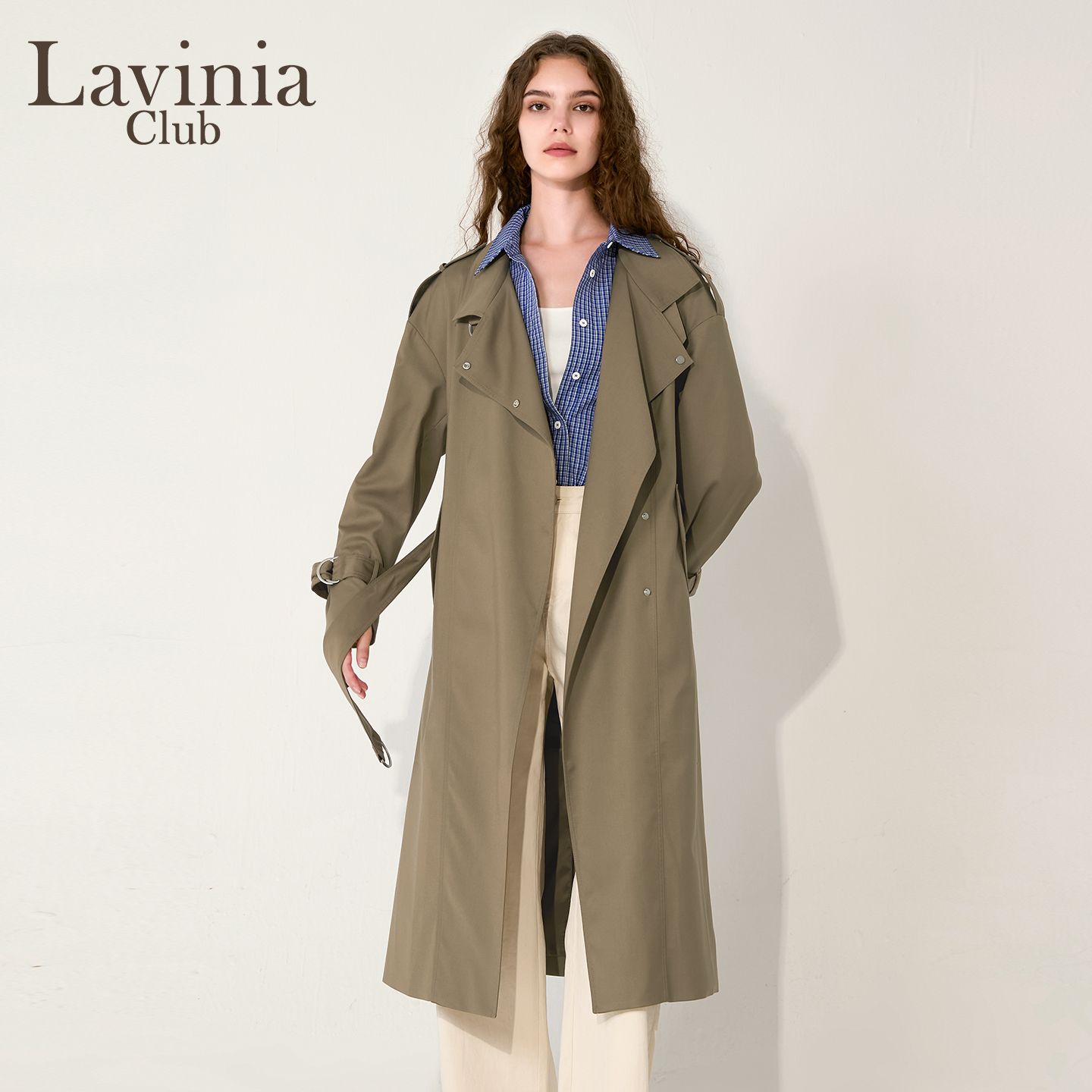 Lavinia2025秋新款慵懒风气质大衣外套女通OL勤百搭宽松廓形风衣