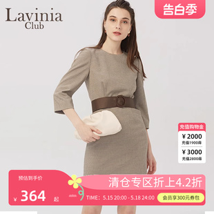 新品 Lavinia 拉维妮娅春夏季 通勤复古格纹连衣裙J05L03 Club 修身