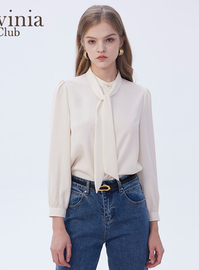 【商场同款】Lavinia温柔飘带领衬衫女春秋款流行衬衣Q41C110