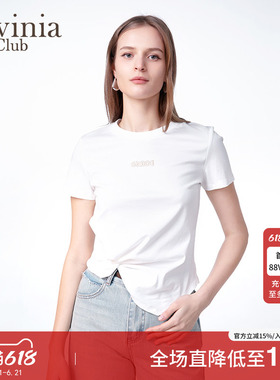 Lavinia 年春新款纯棉短袖T恤女圆领纯色简约百搭上衣C51T101