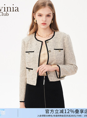 Lavinia经典格纹小香风短外套女春秋新款通勤简约上衣R41W52P