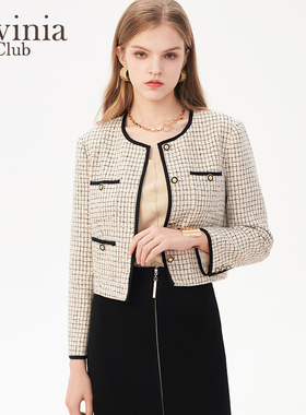 Lavinia经典格纹小香风短外套女春秋新款通勤简约上衣R41W52P