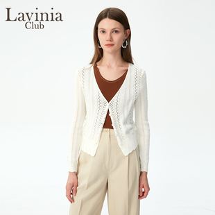 上衣I43Z102S Lavinia法式 镂空v领针织衫 女夏新薄款 舒适空调衫