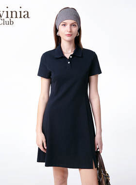 Lavinia连衣裙2025夏季短袖POLO衫翻领运动收腰显瘦网球裙F53L117