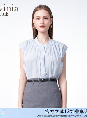 Lavinia2025夏新款简约纯色气质通勤时尚小飞袖短袖衬衫女Y53C104