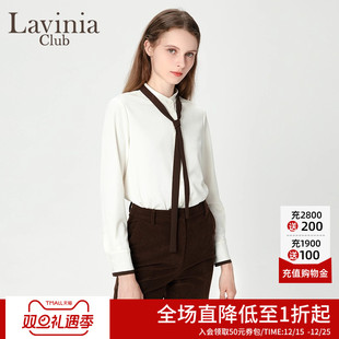 通勤衬衫 时尚 撞色飘带小立领气质上衣Q47C103 新品 Lavinia秋季
