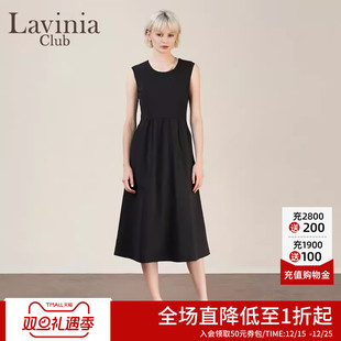 E51L107 气质连衣裙女2025年早春新款 Lavinia 雅致U领线条设计无袖