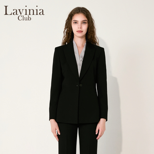 Lavinia2025秋新款通勤职业黑色西服正装外套收腰沙漏西装B55W08S