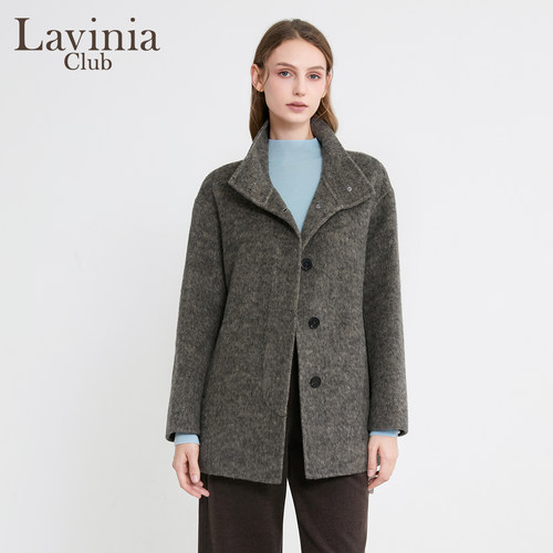 Lavinia桑蚕丝羊毛收腰毛呢大衣