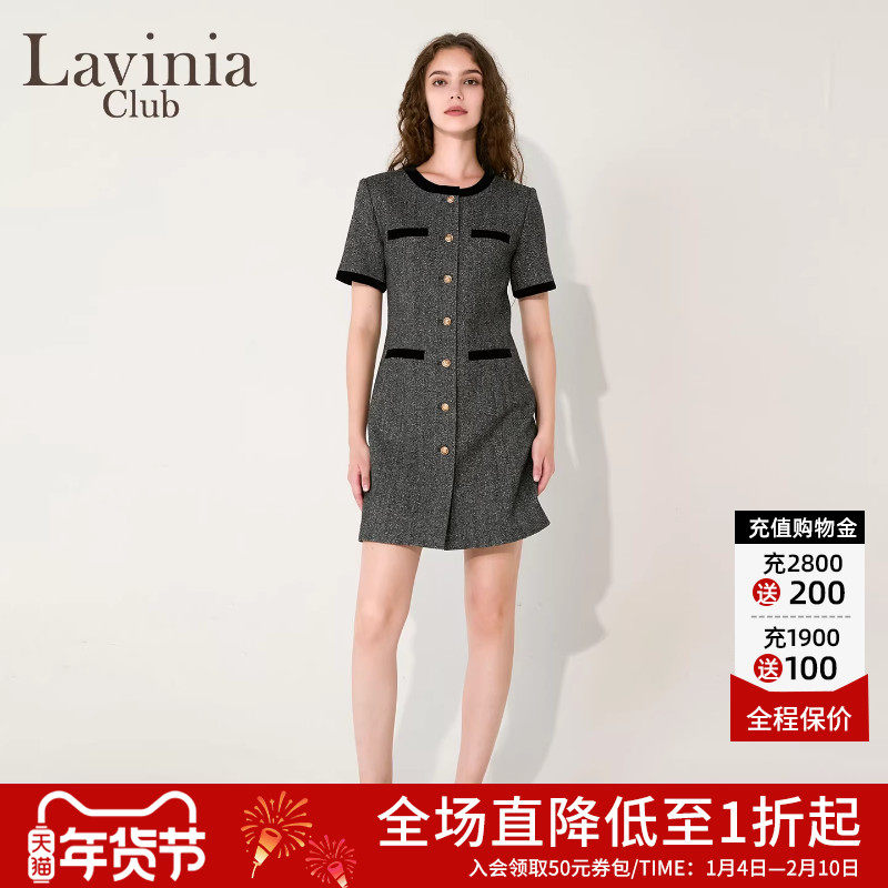 Lavinia法式高级感名媛千金风显瘦短袖连衣裙女2025秋新款J55L103,女装/女士精品,连衣裙,淘宝优惠券,粉丝福利购,淘宝优惠卷
