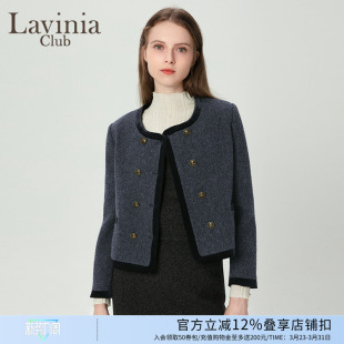 Lavinia通勤气质黑灰色高级感绵羊毛短款 毛呢外套女秋冬R47W51P