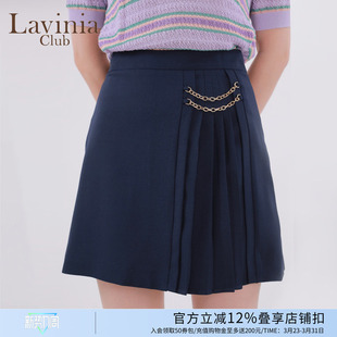 裙OL通勤 高腰显瘦百褶短裙纯色西装 Lavinia miu系半身裙春夏女装