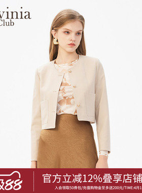拉维妮娅小香风气质短外套女春秋款设计感小个子上衣B41W103