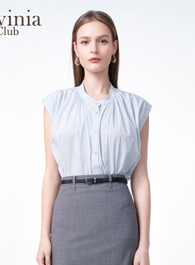 Lavinia2025夏新款简约纯色气质通勤时尚小飞袖短袖衬衫女Y53C104