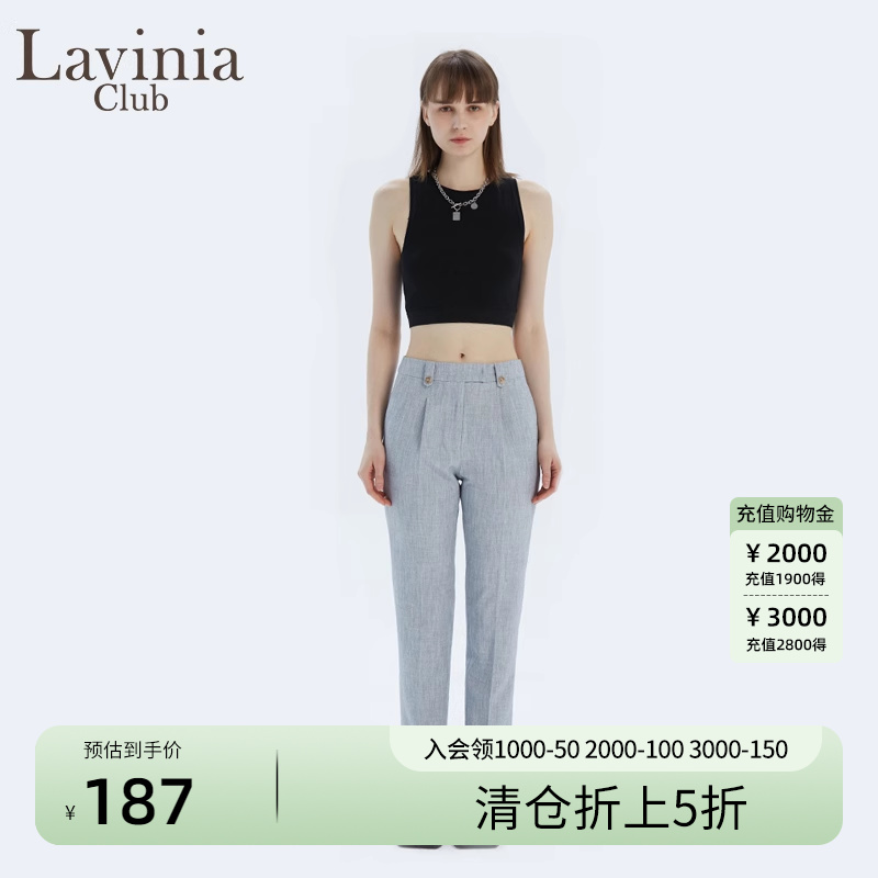 Lavinia Club/拉维妮娅春装春夏新品薄款高腰直筒休闲西装裤女