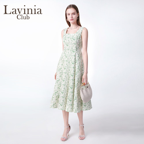 Lavinia气质优雅甜妹风碎花无袖印花吊带连衣裙2025夏新款G53L52