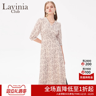 R41L106S 优雅抽褶显瘦茶歇赫本风连衣裙春秋新款 Lavinia 法式