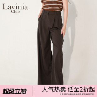 Lavinia格雷系阔腿裤 亚麻混纺通勤舒适西装 裤 女R55K102 2025秋新款