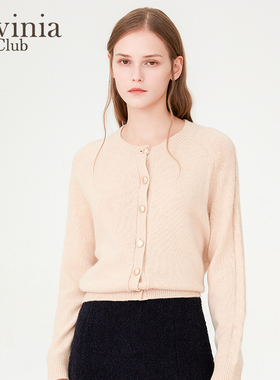 Lavinia拉维妮娅春秋新款女装圆领羊毛针织开衫上衣O37Z151S