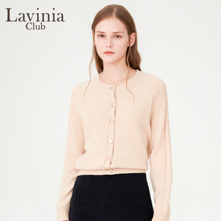 Lavinia拉维妮娅春秋新款 上衣O37Z151S 女装 圆领羊毛针织开衫