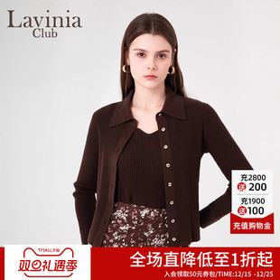 春新款 开衫 POLO领时尚 针织衫 女V45Z51 通勤OL气质法式 Lavinia