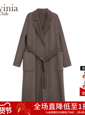 Lavinia2025冬新款羊驼毛中长款浴袍式双面呢大衣外套女P57D103P