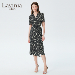 Lavinia通勤气质雪纺连衣裙24夏新款 碎花长裙Q43L136 优雅v领经典