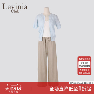 Lavinia 春夏新款宽松显瘦高腰薄款褶皱休闲阔腿直筒裤Y33K136S
