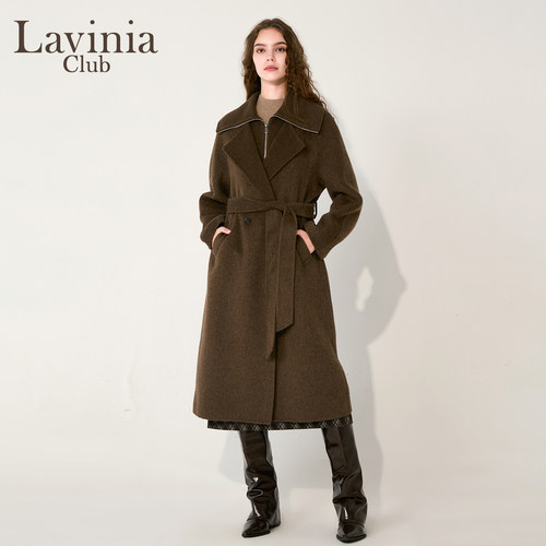 Lavinia羊驼毛大翻领假两件大衣