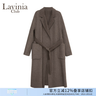 双面呢大衣外套女P57D103P 浴袍式 Lavinia2025冬新款 羊驼毛中长款