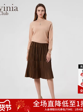 【绵羊毛100%】Lavinia秋新款通勤气质半高领蕾丝拼接针织衫