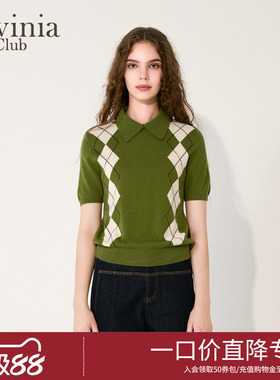 Lavinia费尔岛毛衣2025秋新款英伦风复古菱格纹针织衫女O55Z105S