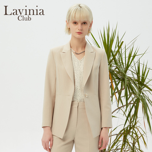 Lavinia 米色一粒扣修身 显瘦通勤百搭西装 外套女J31W06 春秋新款