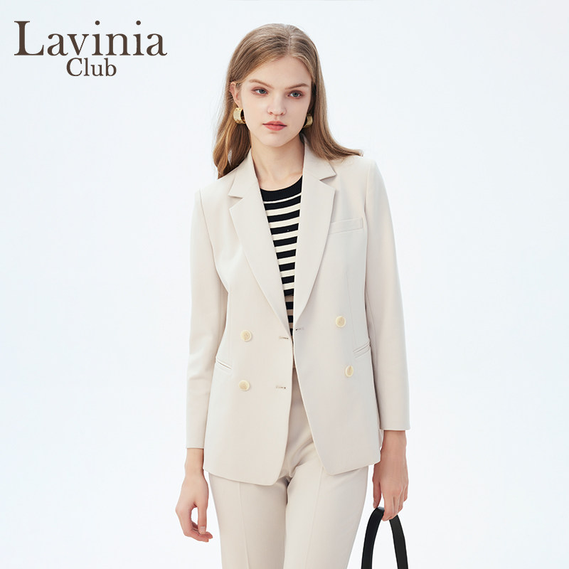 Lavinia Club/拉维妮娅简约气质白色西装外套女春秋款B41W07