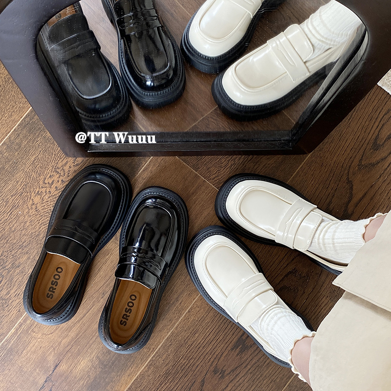 黑色通勤单鞋百搭一脚蹬小皮鞋