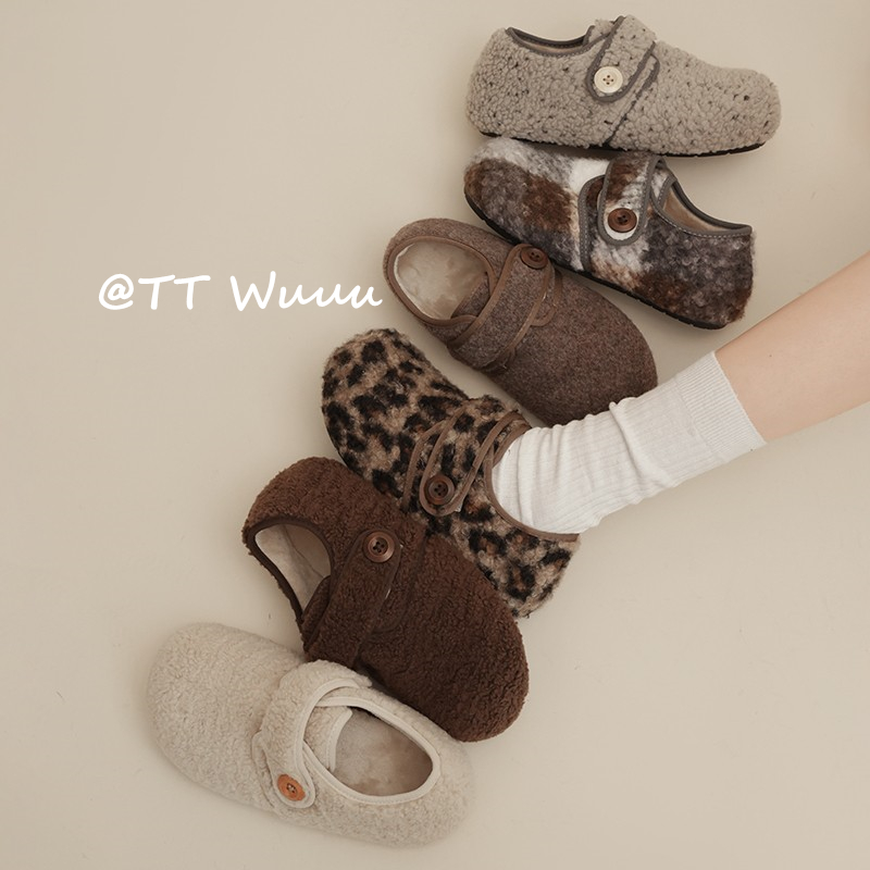 内增高加绒毛毛鞋女秋冬复古