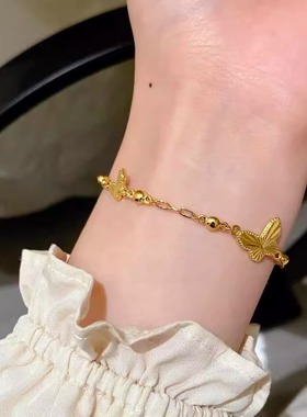 2024年新款时尚精致高级感钛钢镀18K金蝴蝶手链女百搭小巧手饰INS