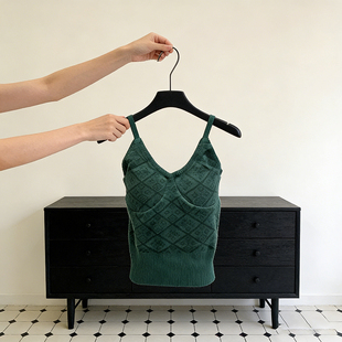 针织吊带背心小个子外穿内搭百搭打底衫 新款 纹无袖 甜辣妹风格 短款