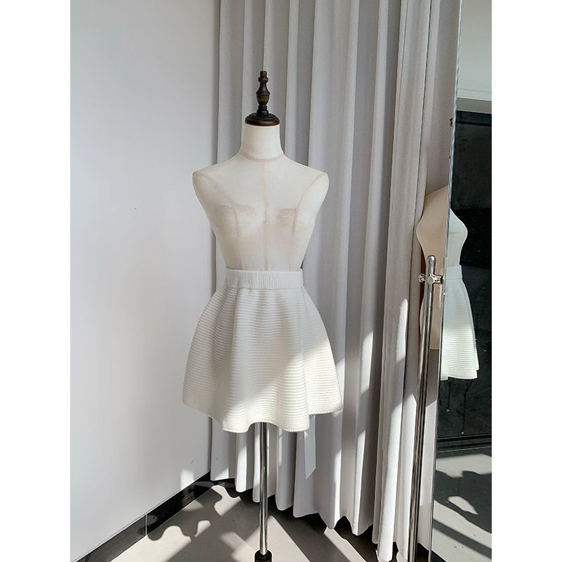 新款针织半身短裙小个子松紧腰韩系气质A字蓬蓬裙高级纯色裙子,女装/女士精品,半身裙,淘宝优惠券,粉丝福利购,淘宝优惠卷