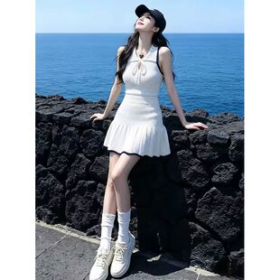 两件套/单件韩系运动风网球夏季显瘦无袖背心+百褶裙减龄套装女