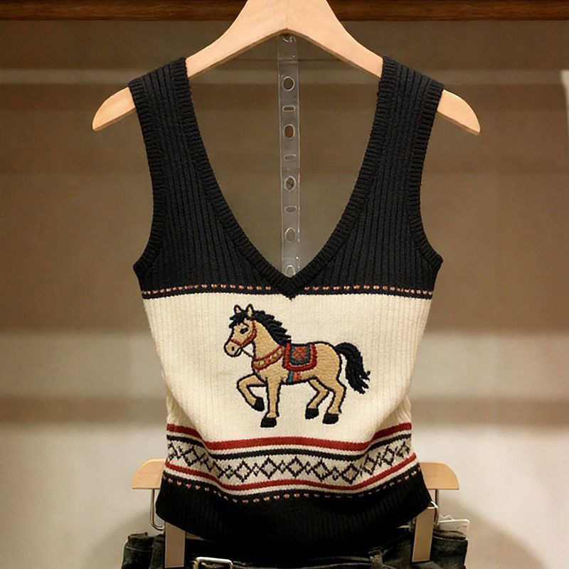 新款针织短款收腰显瘦卡通撞色背心辣妹风外穿内搭小个子纯欲上衣,女装/女士精品,毛针织衫,淘宝优惠券,粉丝福利购,淘宝优惠卷