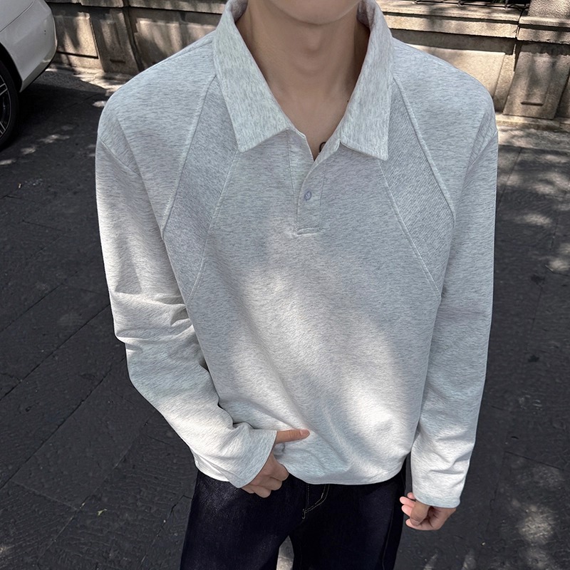 5w+280g2026春款曼巴棉重磅POLO衫翻领长袖T恤室内模特T2599P19，男装T恤，电商A030