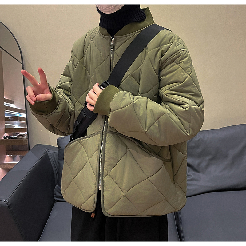 冬季新款设计感菱格棉服拉链棒球服室内模特m833p110，男装棉衣，电商A030