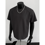 5千件曼巴棉250g2026春款拼接结构圆领短袖T恤假模特T2520P14，男装T恤，电商A030