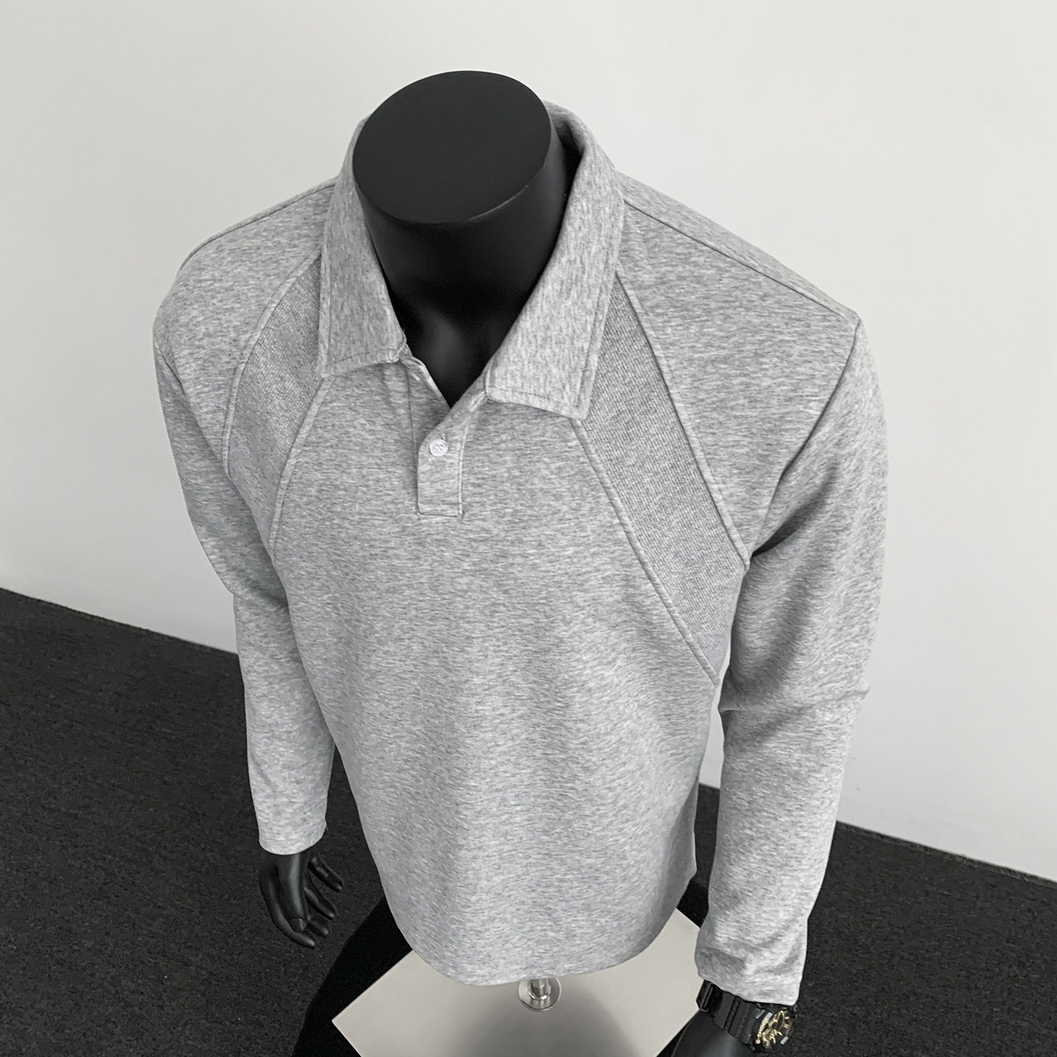 5w+280g曼巴棉2026春款重磅POLO衫翻领长袖T恤假模特T2599特P18，男装T恤，电商A030