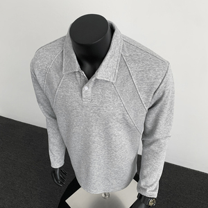 5w+280g曼巴棉 2026春款重磅POLO衫翻领长袖T恤假模特T2599 特P18，男装T恤，电商A030